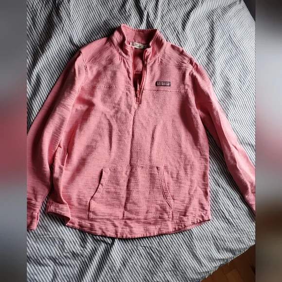 Vineyard Vines  Pink Bubble Gum Zip Collar Pullover Sweatshirt for women size L - Picture 2 of 12